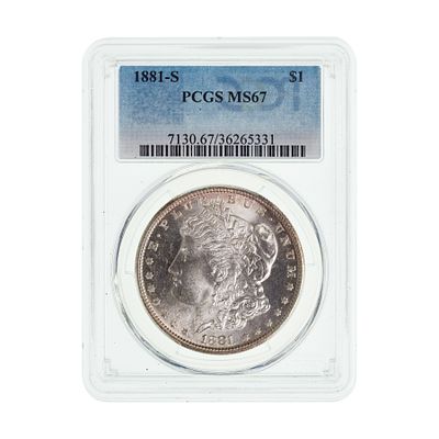United States Mint - 1881-S $1 MS-67 PCGS Property from: an Estate, Galena, Illinois Category: