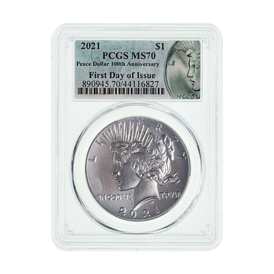 United States Mint - 2021 $1 Peace MS-70 PCGS First day of issue Property from: an Estate, Galena