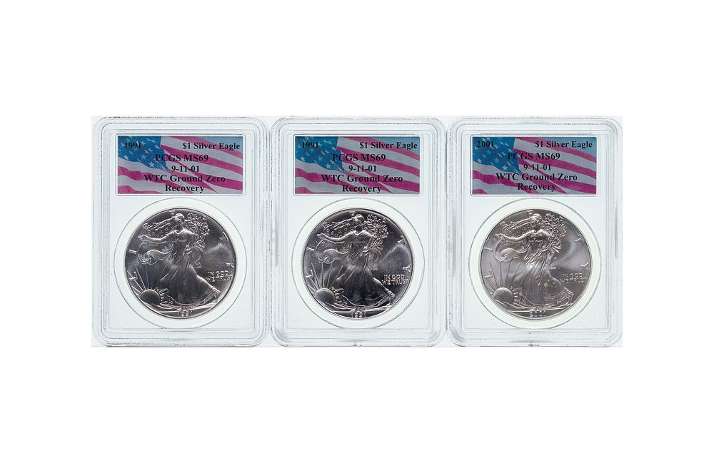 Lot 253: PCGS WTC Ground Zero $1 Silver Eagle Collection