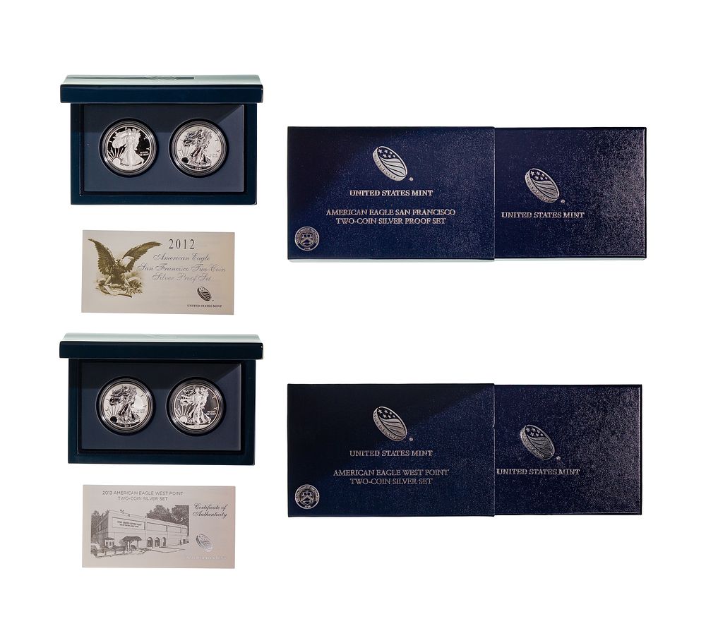 Lot 259: American Eagle Two-Coin Silver Sets