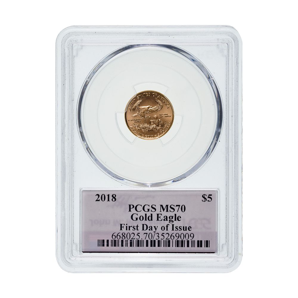 Lot 265: 2018 $5 Gold Eagle MS-70