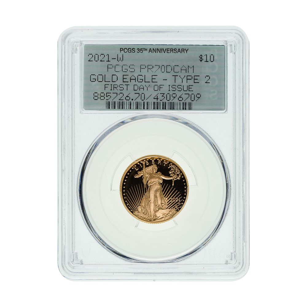 Lot 273: 2021-W $10 Gold Eagle Type 2 PR-70 DCAM PCGS