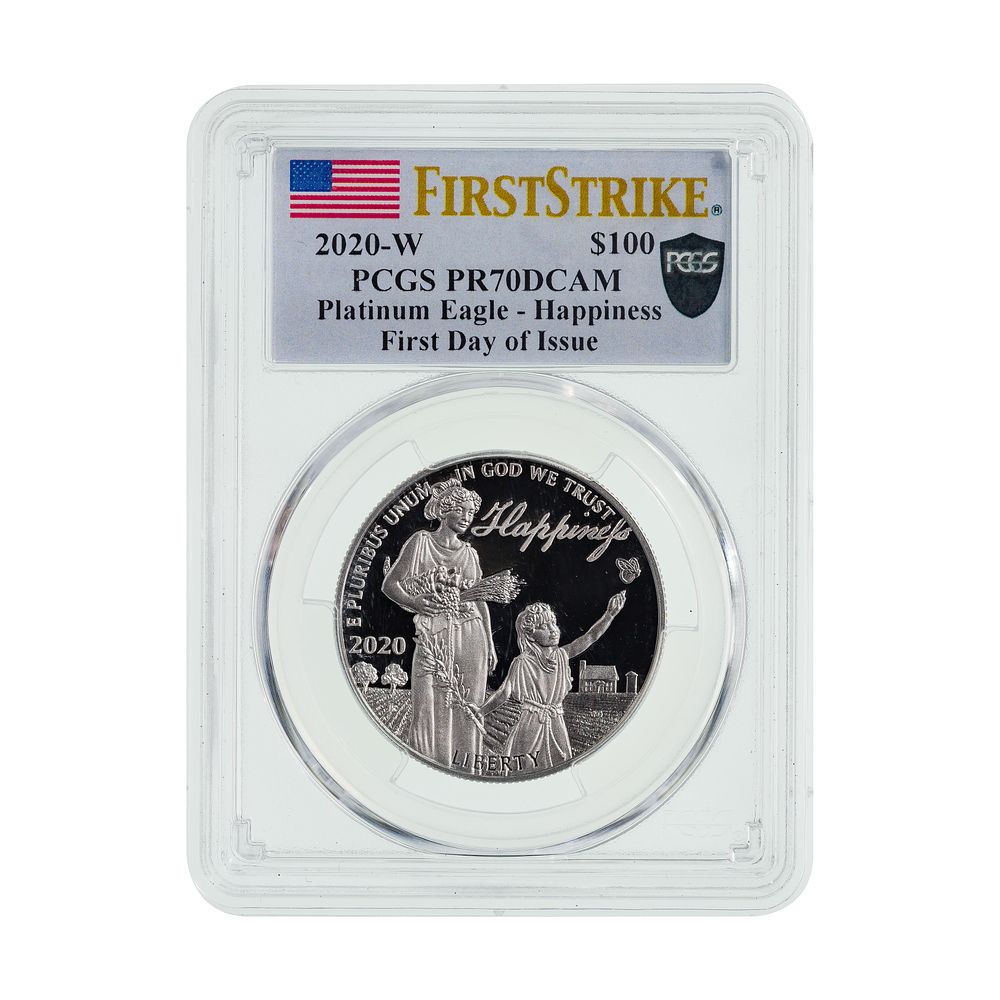 Lot 299: 2020-W $100 Platinum Eagle - Happiness PR-70 DCAM PCGS