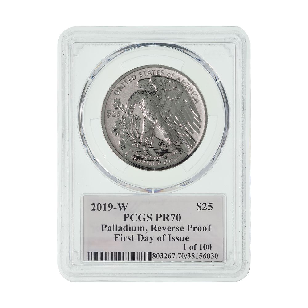 Lot 302: 2019-W $25 Palladium Eagle Reverse Proof PR-70 DCAM PCGS