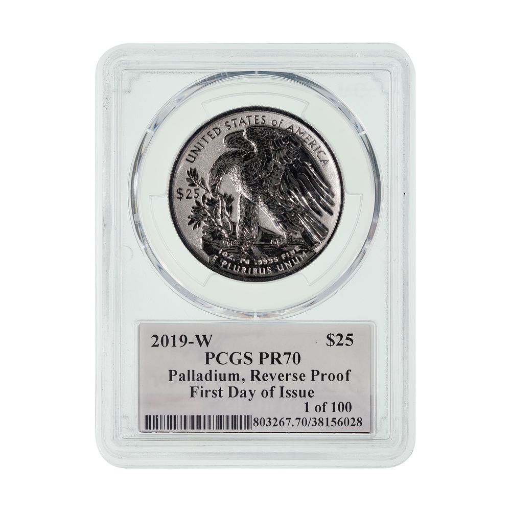 Lot 303: 2019-W $25 Palladium Eagle Reverse Proof PR-70 DCAM PCGS