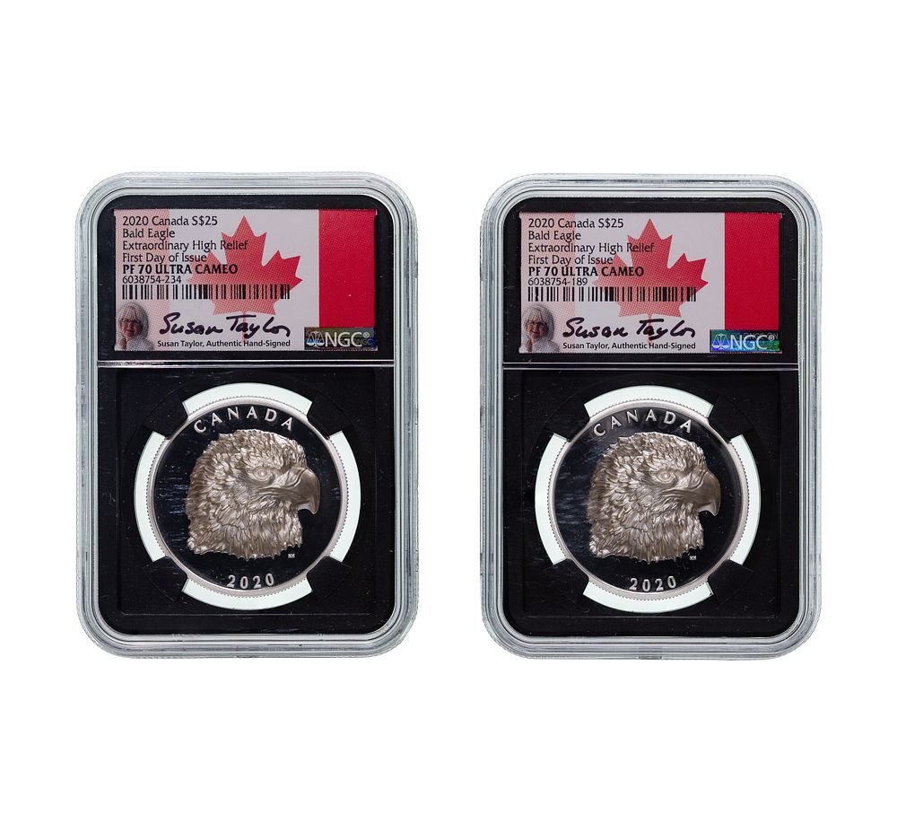 Lot 313: Canada: 2020 $25 Bald Eagle Extraordinary High Relief PF-70 UCAM NGC