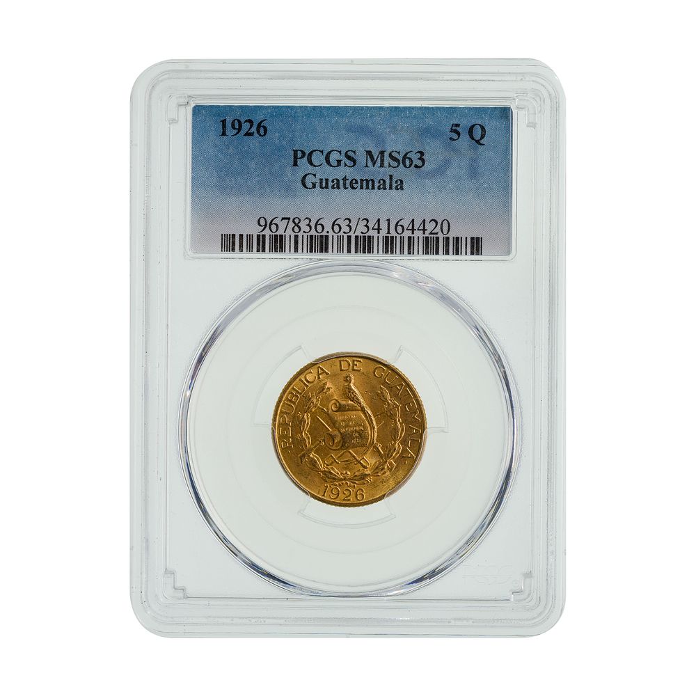 Lot 317: Guatemala: 5 Q Gold MS-63 PCGS