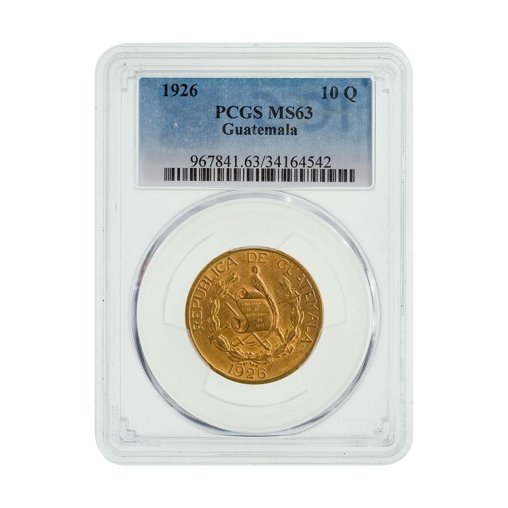 Lot 318: Guatemala: 10 Q Gold MS-63 PCGS