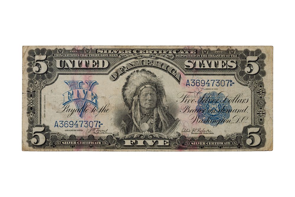 Lot 322: 1899 $5 Large-Size 'Chief' Silver Certificate F