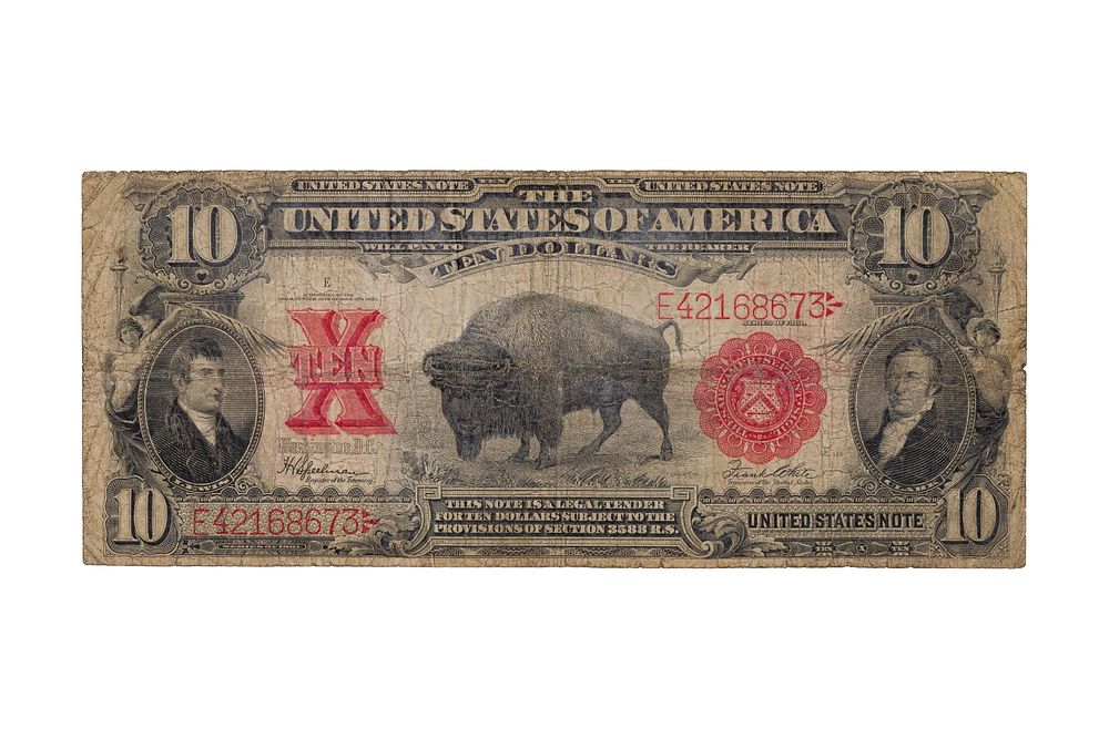 Lot 323: 1901 $10 Large-Size 'Bison' Legal Tender VG