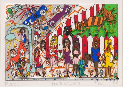 James Rizzi - James Rizzi (American, 1950-2011) 'Hookers' Paper Sculpture 1988, pencil signed and 