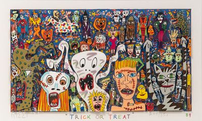 James Rizzi - James Rizzi (American, 1950-2011) 'Trick or Treat' Paper Sculpture 1989, pencil 