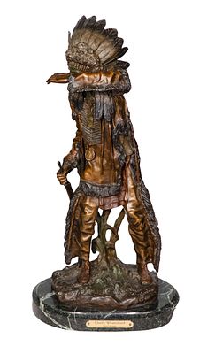 Carl Kauba - Carl Kauba (American, 1865-1922) 'Chief White Cloud' Bronze Sculpture Having cast 