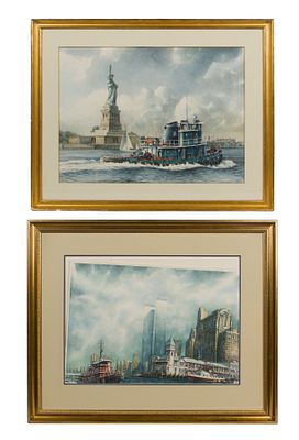 Keith Miller - Keith Miller (Canadian, b.1949) New York Tug Boat Watercolors (2) items including 