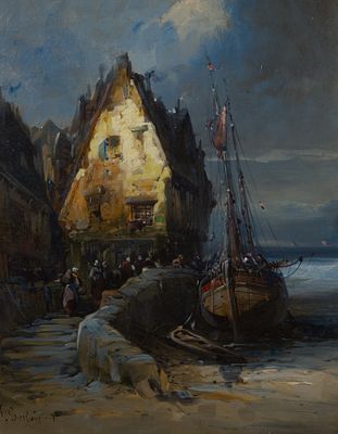 Unknown Artist (20th Century) Oil on Canvas Undated, indecipherable signature, depicting a boat 