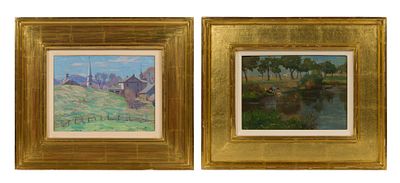 Gustave Cimiotti - Gustave Cimiotti (American, 1875-1969) Oils on Board (2) undated, signed items 