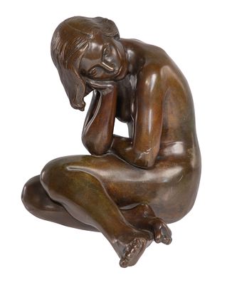 Just Andersen - Just Andersen (Danish, 1884-1943) 'Seated Model' Sculpture c.1930, marked on lower 