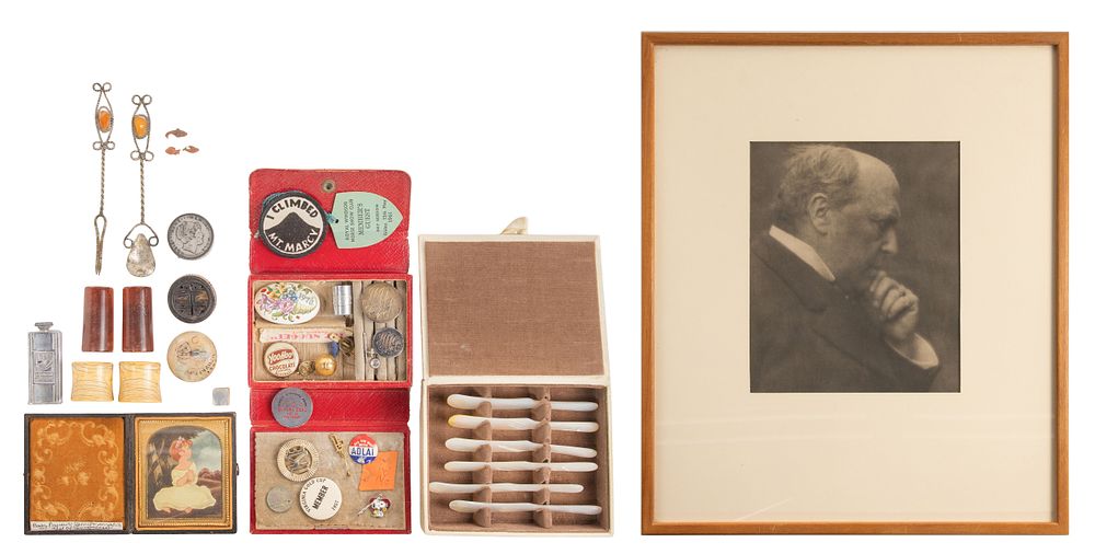 Lot 273: Portrait, Caviar Knife Set and Decorator Object Assortment