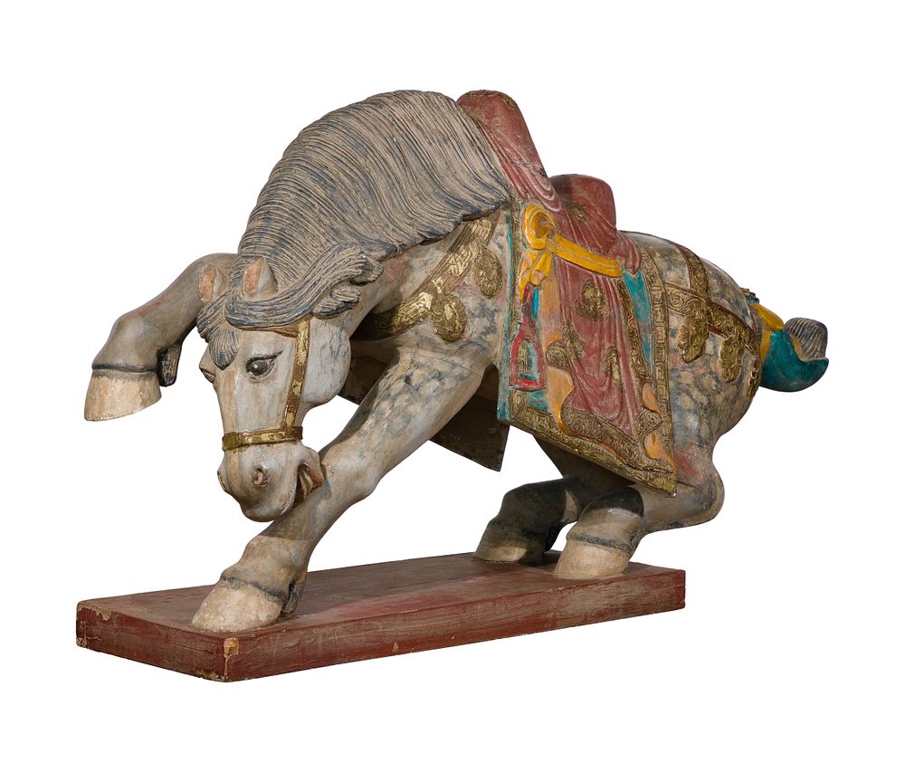 Lot 320: Tang Style Carved Wood Horse