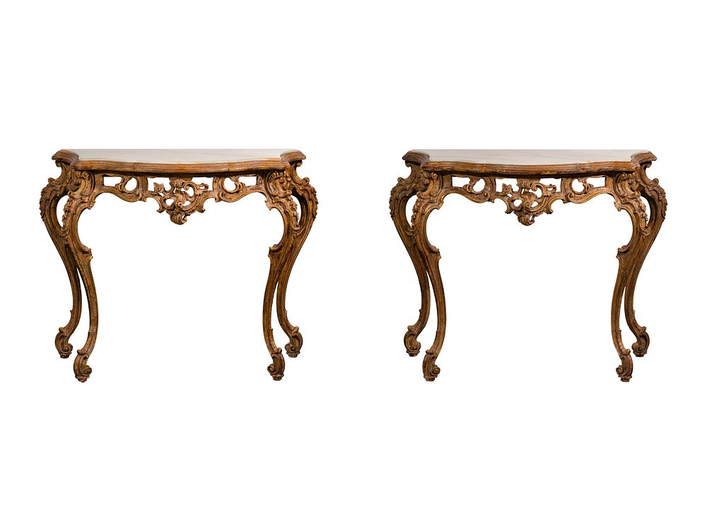 Lot 327: Rococo Style Console Tables