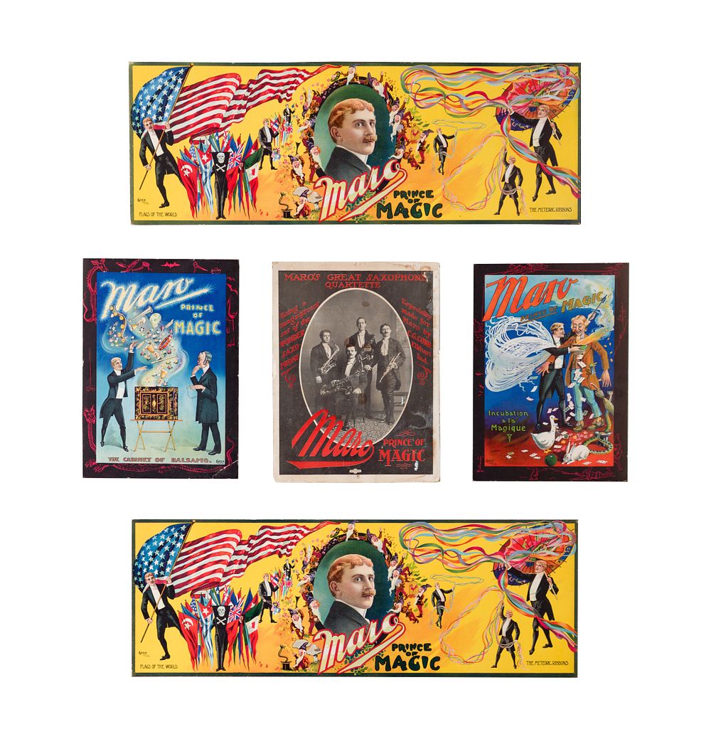 Lot 332: Maro (Walter Truman Best, 1868-1908) 'Prince of Magic' Lithograph Window Card / Poster Assortment