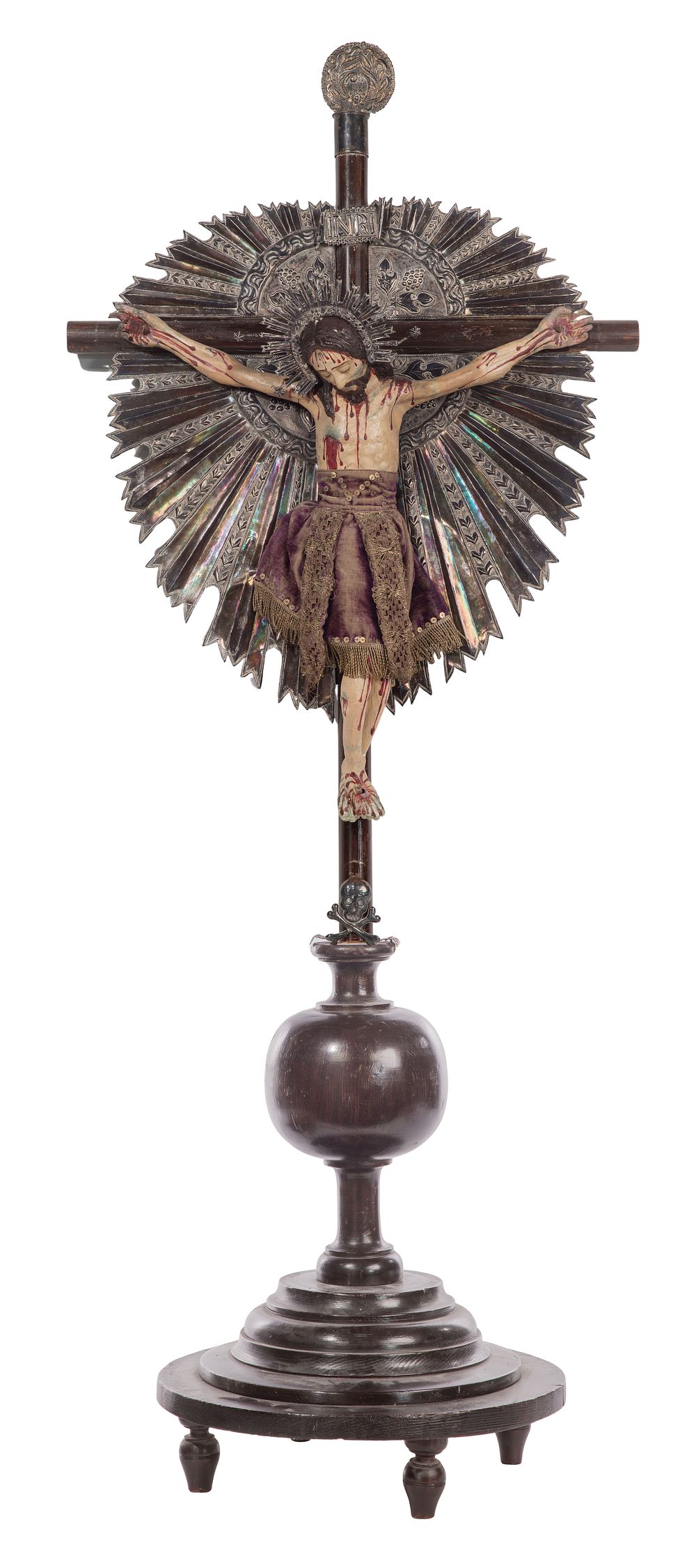 Lot 391: Spanish Colonial Crucifix on Stand