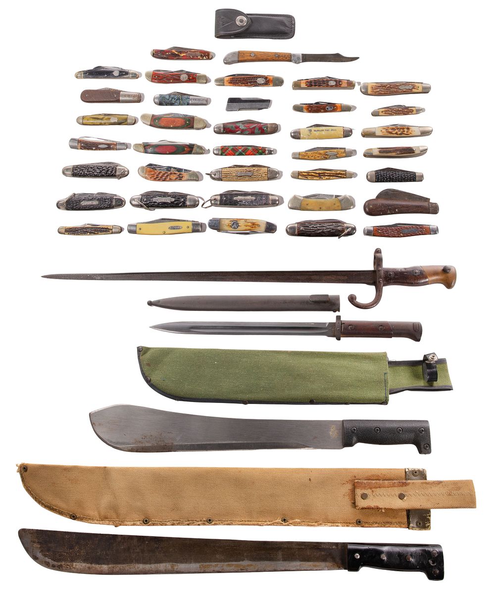 Lot 397: Pocket Knife, Bayonet and Machete Assortment