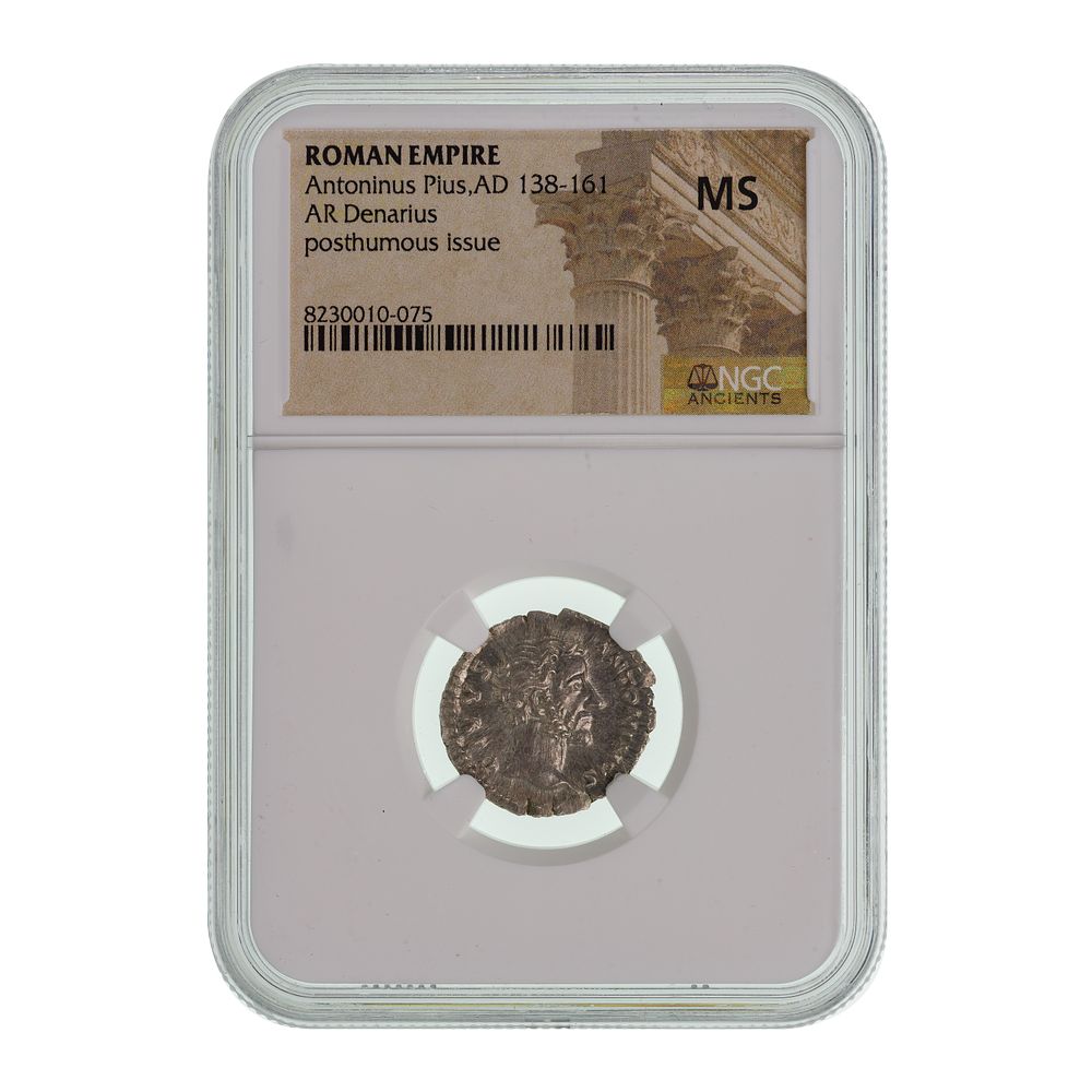 Lot 413: ROMAN EMPIRE, Antoninus Pius, AD 138-161, AR Denarius MS NGC