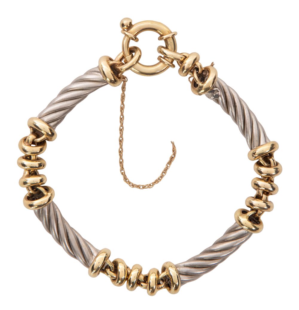 Lot 426: 14k White and Yellow Gold Bracelet