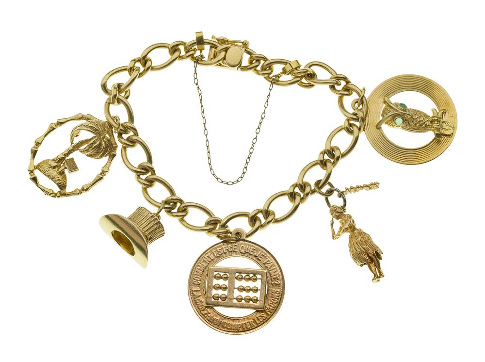 Lot 429: 14k Gold Charm Bracelet