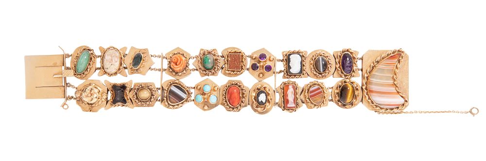 Lot 436: Victorian Style 14k Yellow Gold Double Slide Bracelet