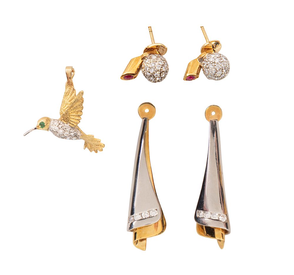 Lot 448: Platinum, 18k Yellow Gold and Diamond Jewelry Assortment