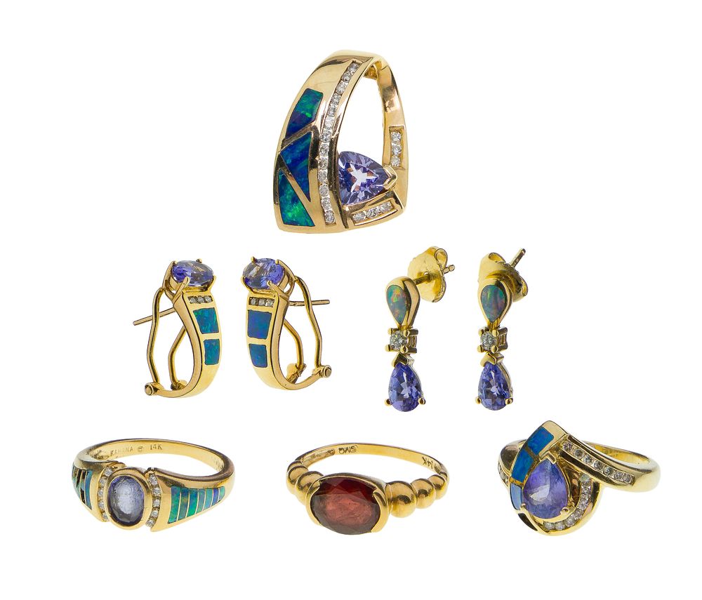 Lot 450: 14k Yellow Gold and Gemstone Jewelry Assortment
