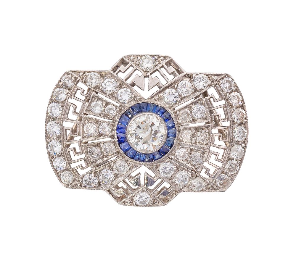 Lot 459: Platinum, Sapphire and Diamond Slide Pendant