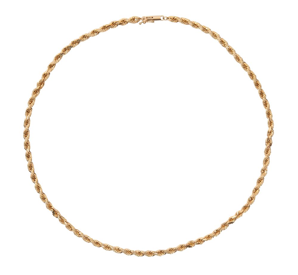 Lot 473: 18k Yellow Gold Twisted Rope Necklace