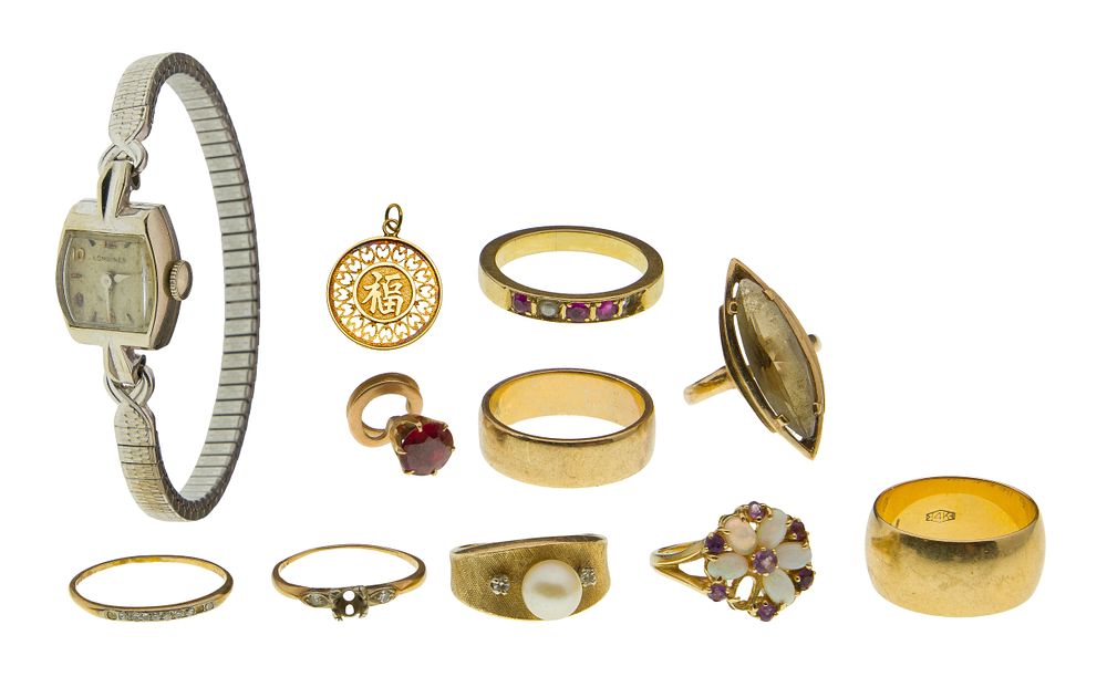 Lot 479: 14k, 10k and 9k Gold Assortment