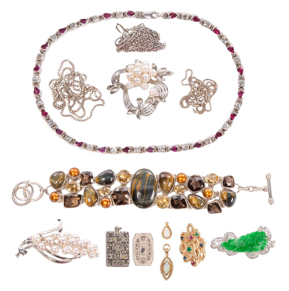 Lot 496: Gold, Silver and Costume Jewelry Assortment