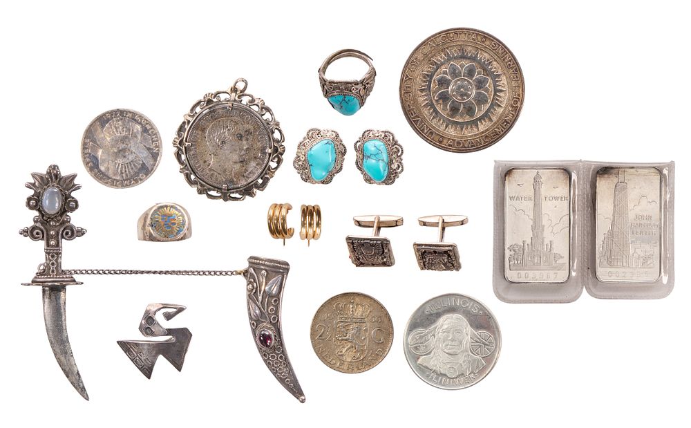 Lot 497: Gold, Silver and Costume Jewelry Assortment