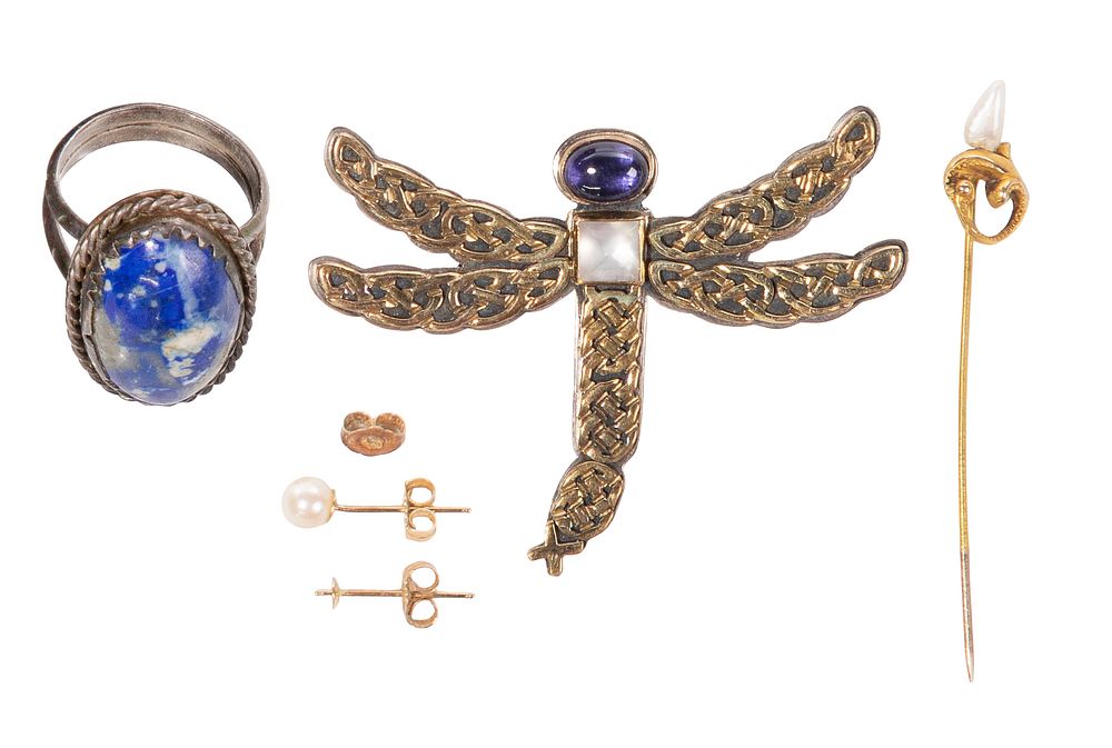 Lot 498: Gold, Silver and Costume Jewelry and Pen Assortment