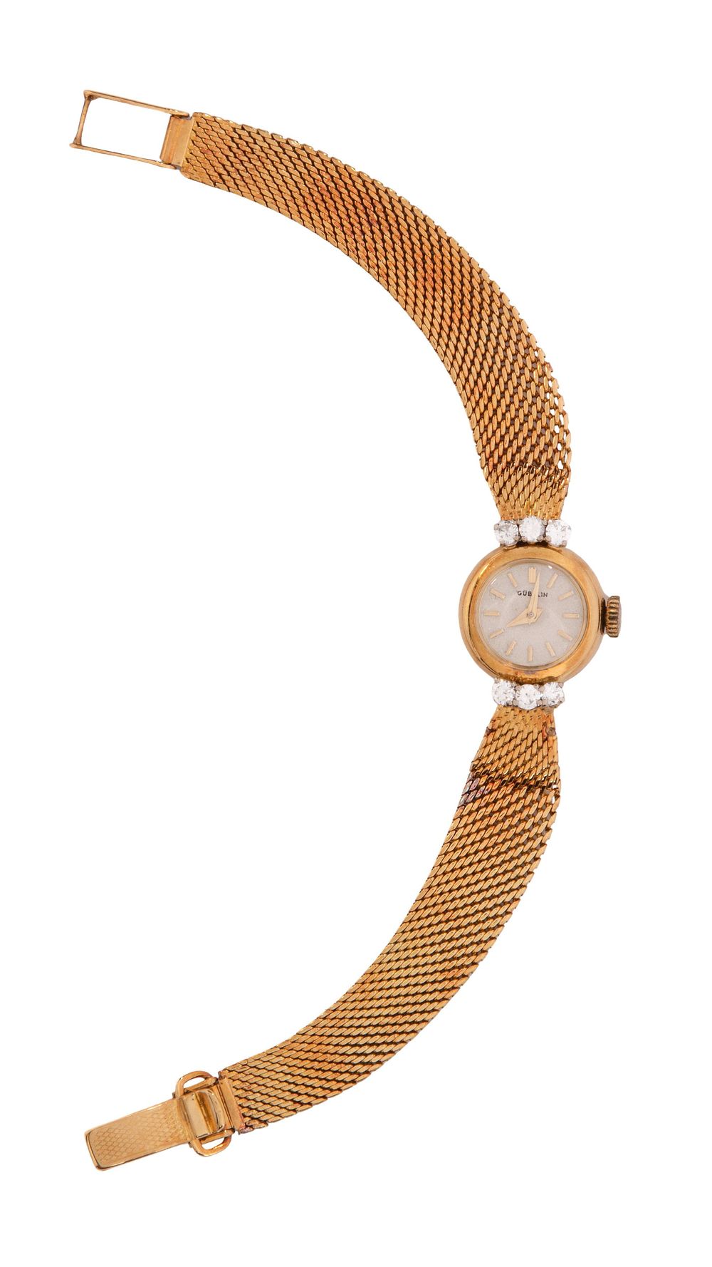 Lot 544: Gubelin 18k Yellow Gold and Diamond Case and Band Wristwatch
