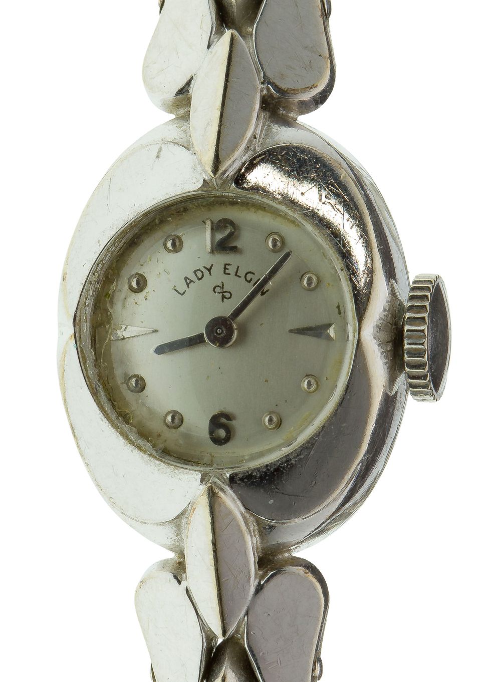 Lot 545: Lady Elgin 14k White Gold Case and Band Wristwatch