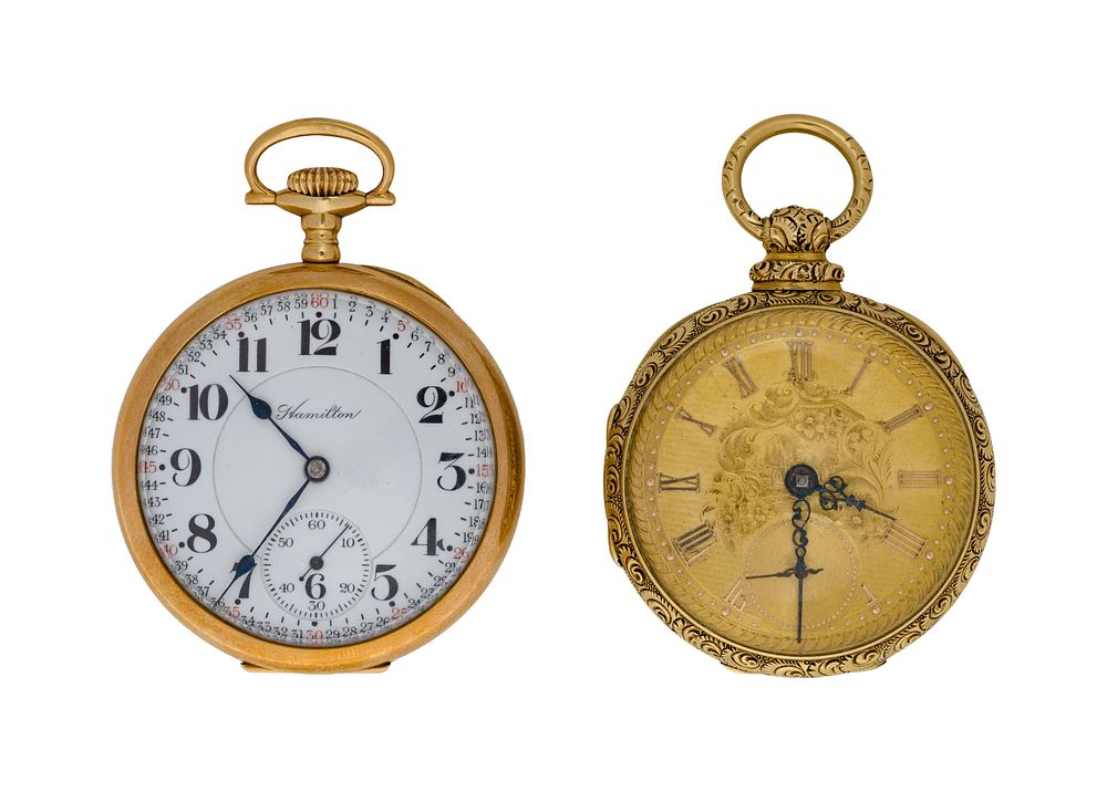 Lot 550: 14k Yellow Gold Open Face Pocket Watches