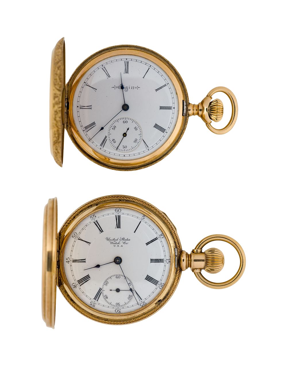 Lot 552: 14k Yellow Gold Hunter Case Pocket Watches