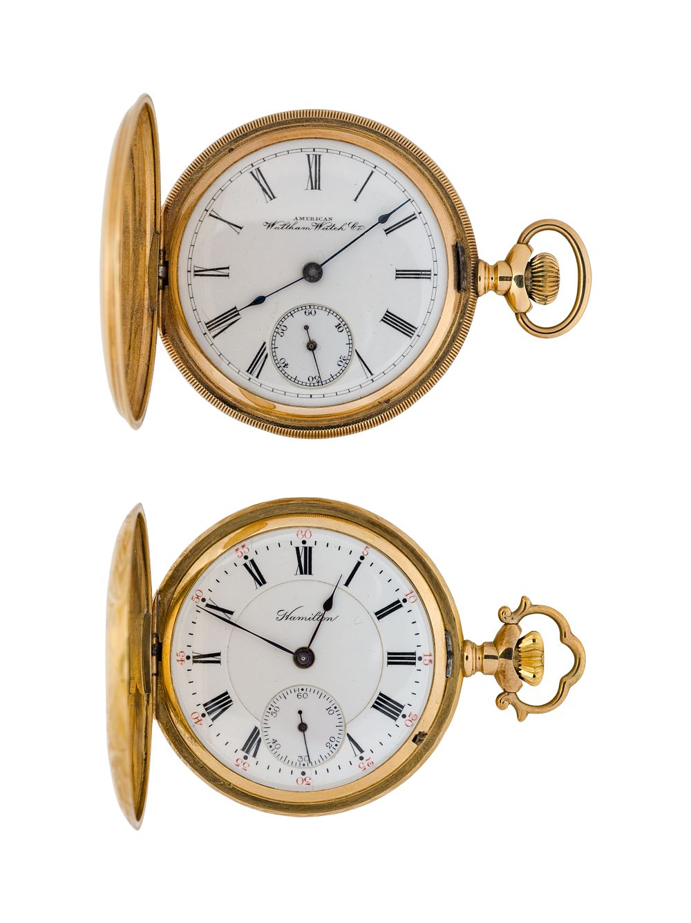 Lot 553: 14k Yellow Gold Hunter Case Pocket Watches