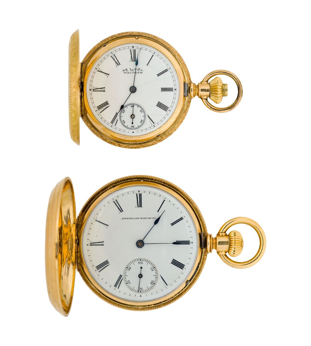 Lot 554: 18k Yellow Gold Hunter Case Pocket Watches
