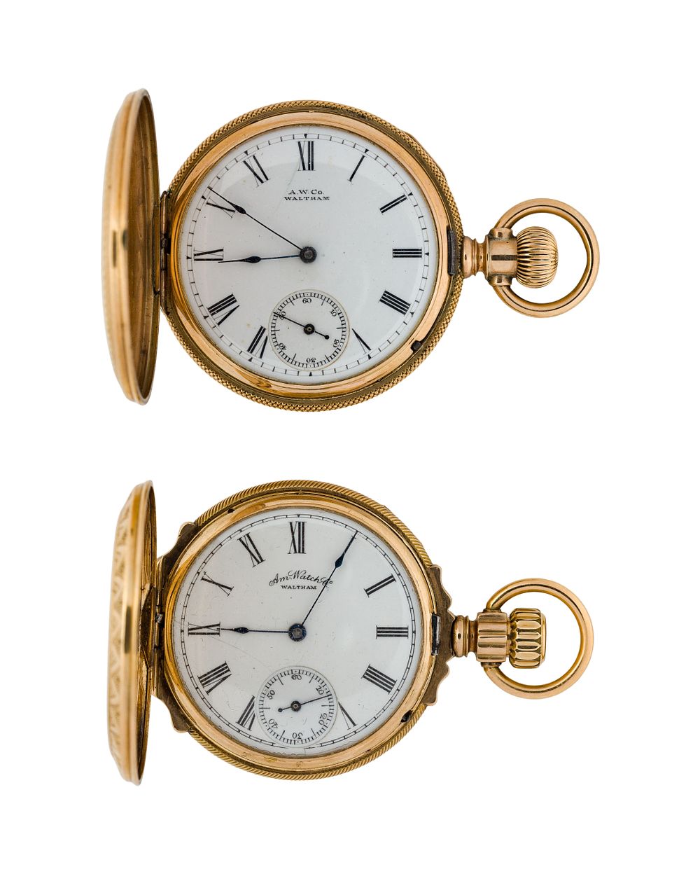Lot 555: American Waltham Watch Co. 14k Yellow Gold Hunter Case Pocket Watches