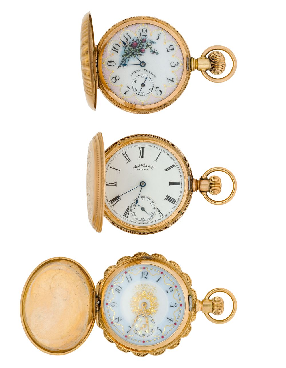 Lot 558: American Waltham Watch Co. 14k Yellow Gold Hunter Case Pocket Watch Collection