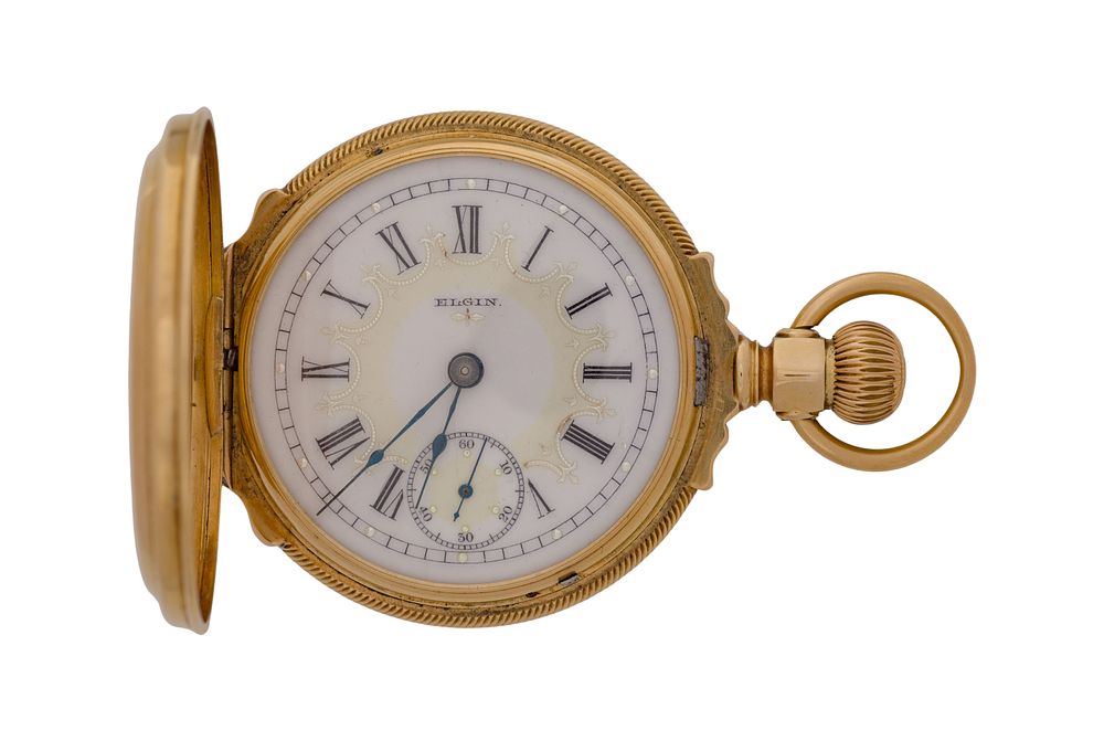 Lot 565: Elgin 14k Yellow Gold Hunter Case Pocket Watch
