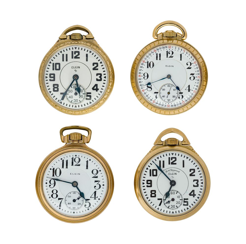 Lot 581: Elgin Railroad Open Face Pocket Watch Assortment