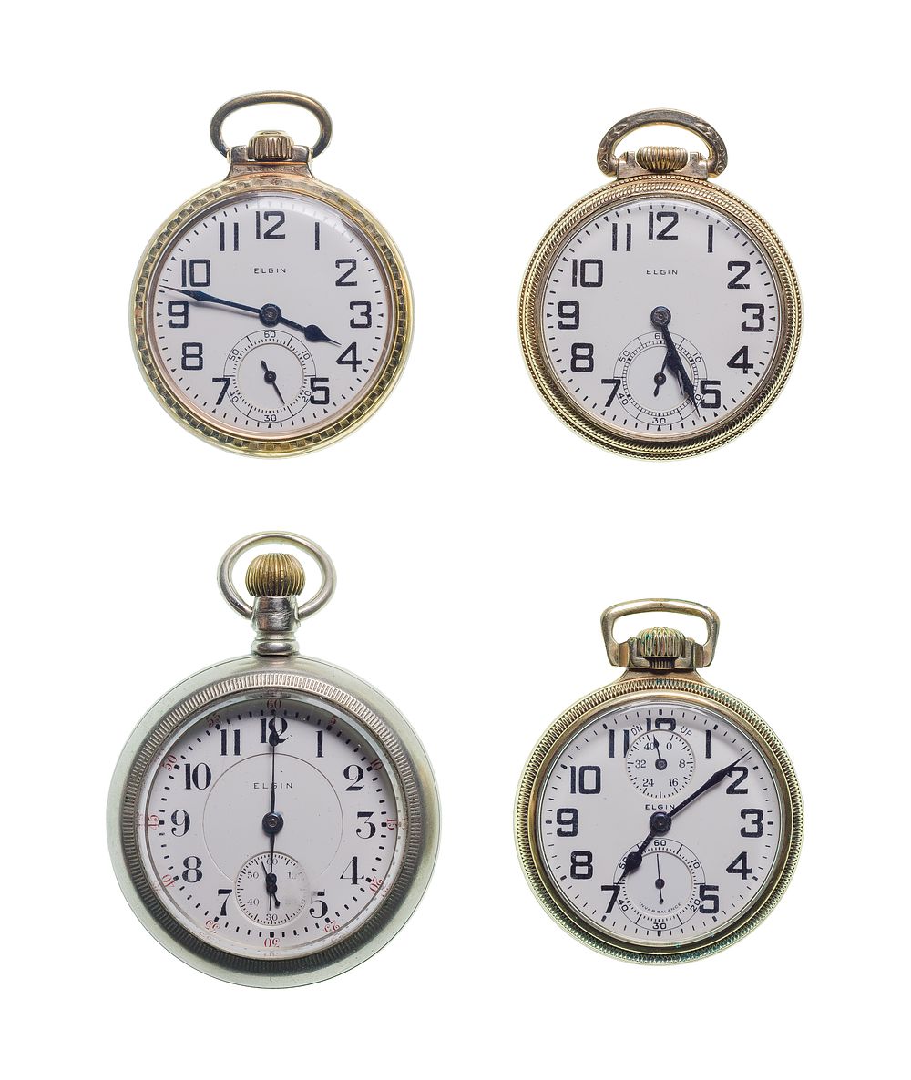 Lot 582: Elgin Railroad Open Face Pocket Watch Assortment